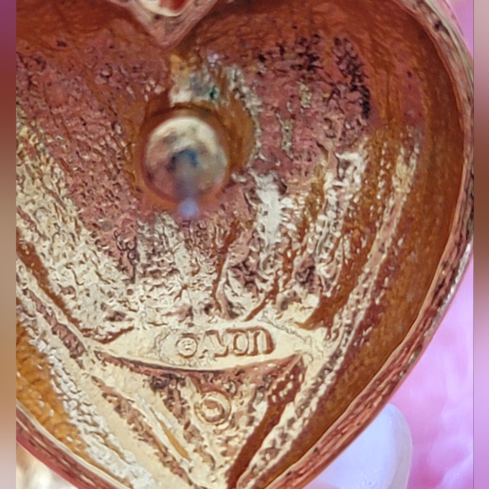 Avon Gold Puffy Heart Earrings, Pierced - Vintage, Estate - Picture 7 of 7